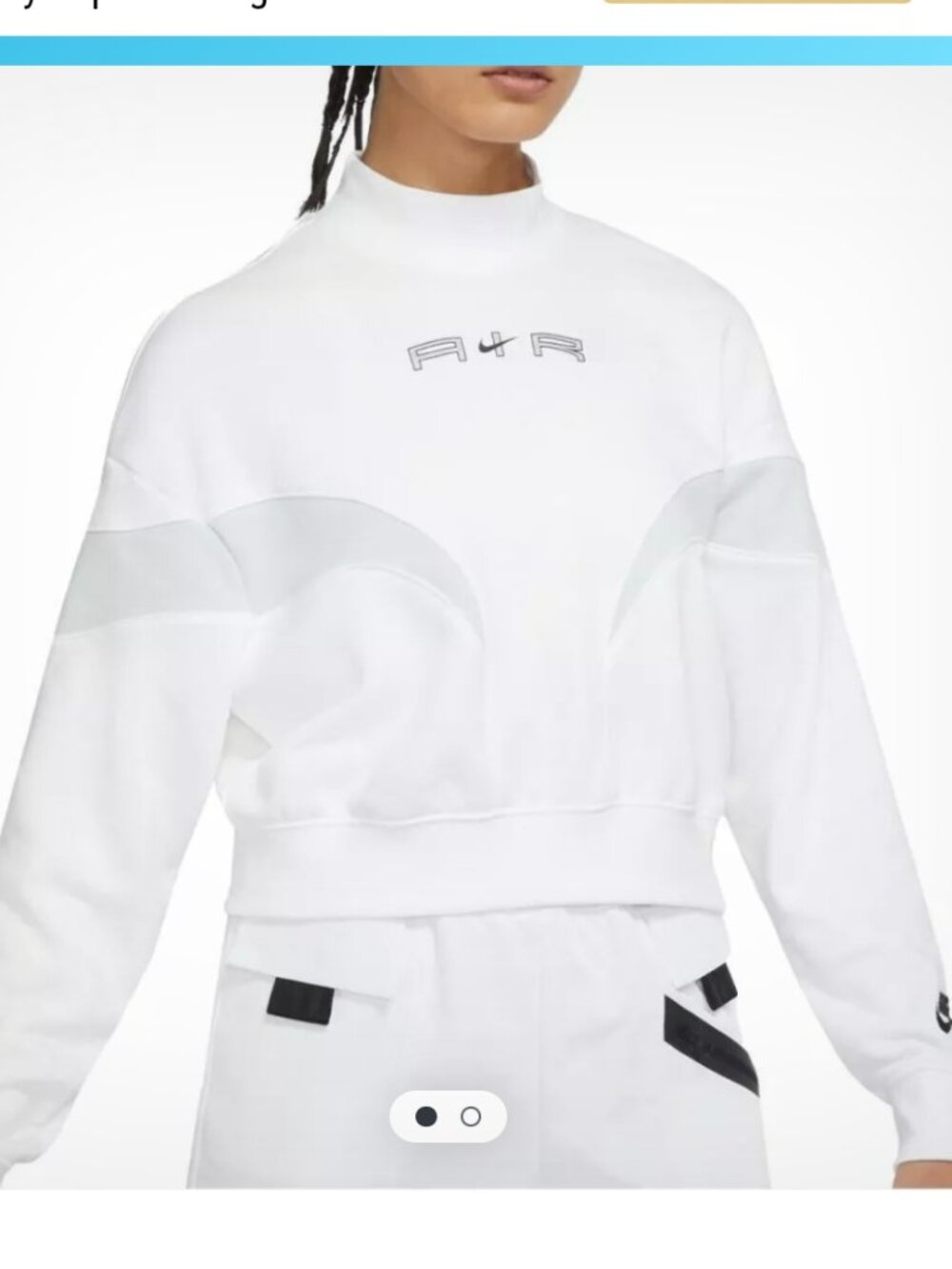 Nike - Air Mock Fleece Oversized Cropped White Sweatshirt